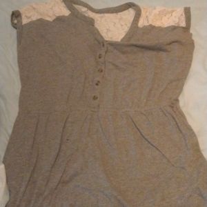 Gray and whit lace dress